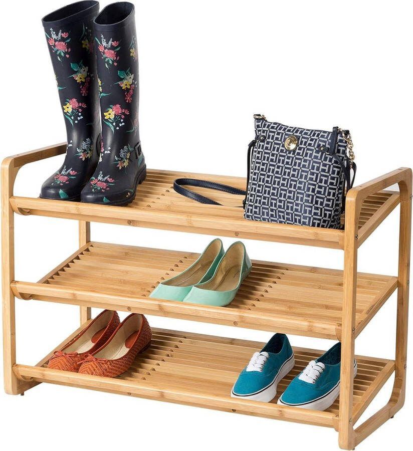 Bamboe entreeorganizer met 4 niveaus opbergrek voor schoenen