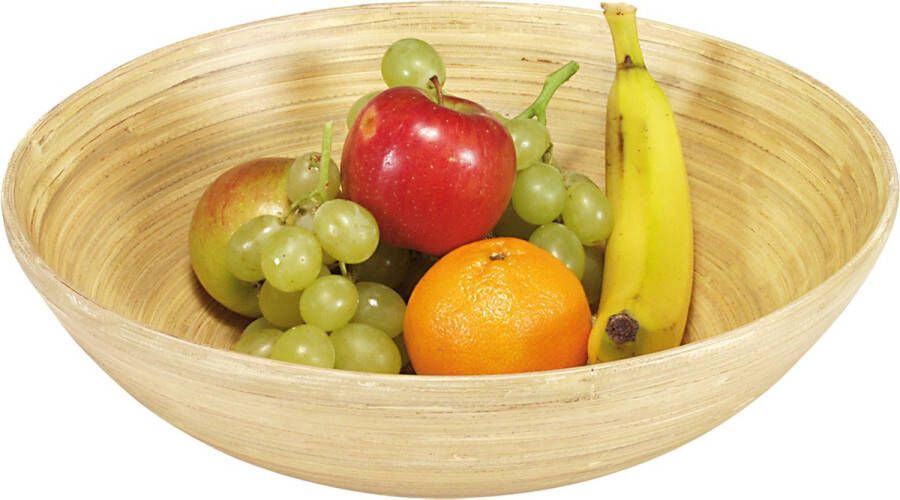 Merkloos Sans marque Bamboe houten fruitschaal serveerschaal 25 x 8 cm Fruitschalen fruitmanden Broodmand broodmanden Serveerschalen