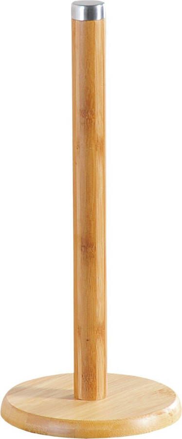 Zeller Bamboe houten keukenrolhouder rond 14 x 32 cm Keukenpapier keukenrol houders standaards voor in de keuken