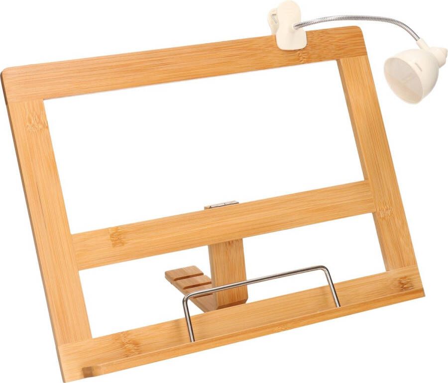 Bamboe houten kookboekhouder 32 cm met LED leeslampje wit Handige keuken accessoires