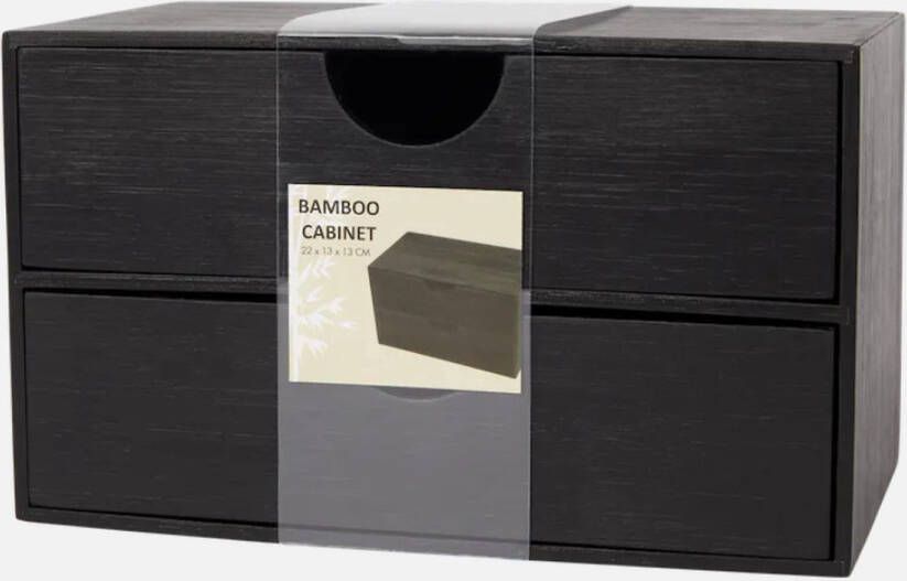 Bamboe kabinet met 2 lades Bamboe opbergbox Bamboe opbergkast 2 lades 22 x 13 x 13 cm Zwart