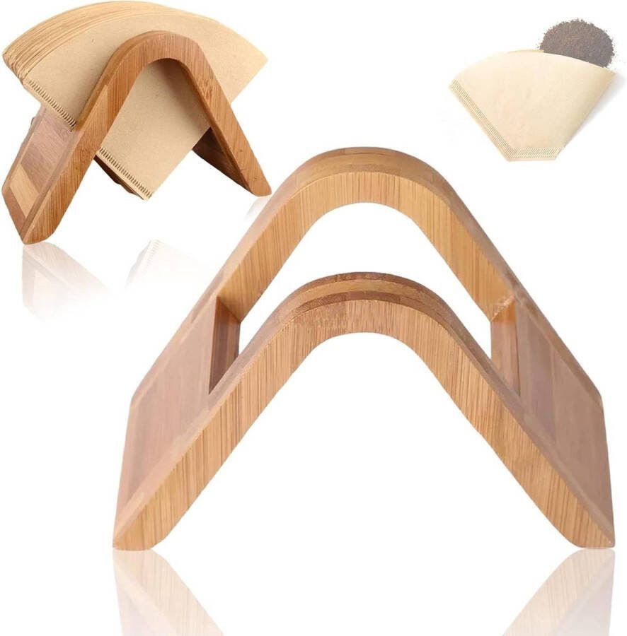 Bamboe koffiefilterhouder erfelijkheids koffiedruk voor papier koffiefilter containerstandaard filterpapierhouder servetten kleine kaarten voor koffiefilterpapier