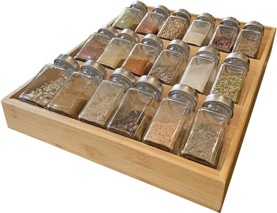 Bamboe kruidenrek opbergdoos voor laden en kruidenflessen geschikt voor eetkamer en keukenlade