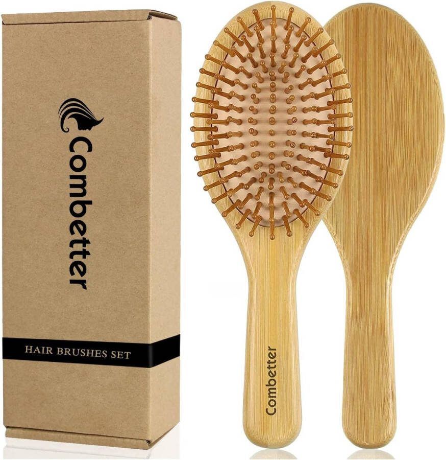 Bamboe Paddle Haarborstel Natuurlijk en Milieuvriendelijk Massage Hoofdhuid Voor Alle Haartypes