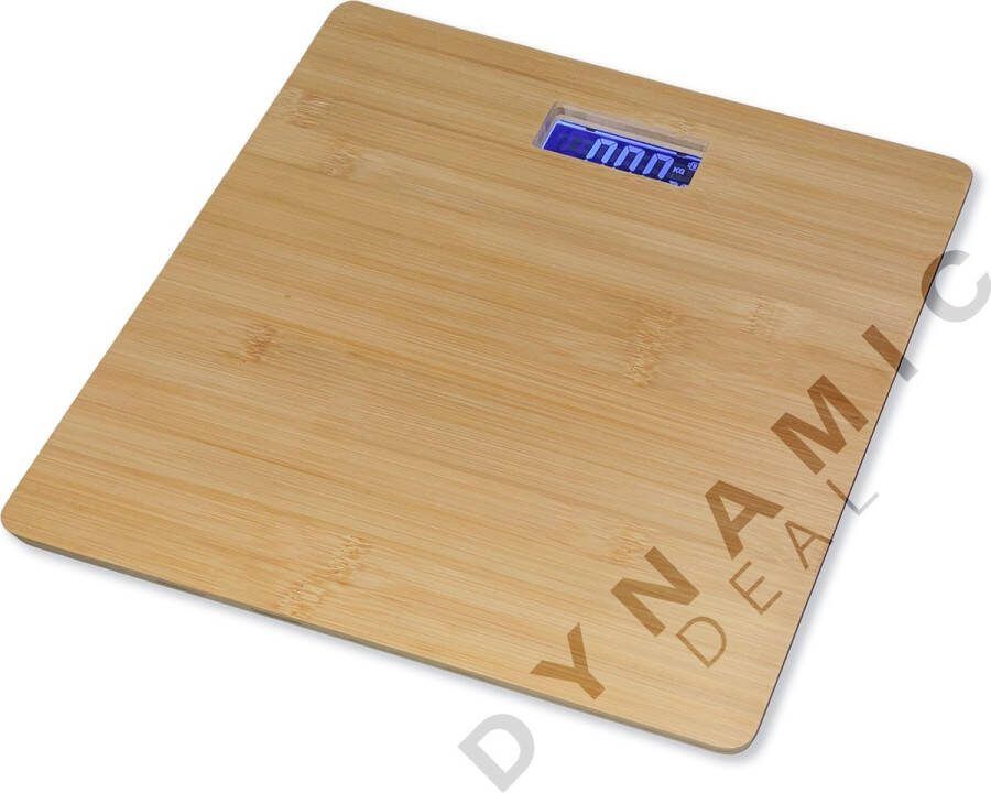 Bamboe personenweegschaal digitaal tot 180 kg Digitale personen weegschaal Verlicht scherm Met temperatuur weergave