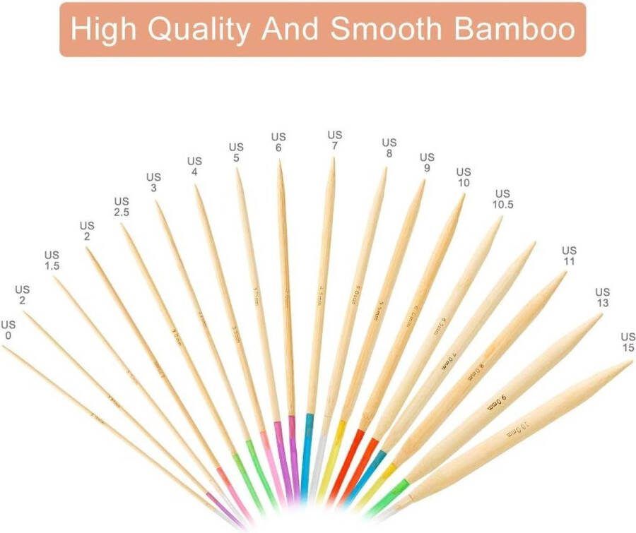 Bamboe rondbreinaalden set met koffer flexibele plastic kabel (31 inch 80 cm) set van 61 stuks breinaald en breien accessoires gereedschap (2 mm-10 mm)