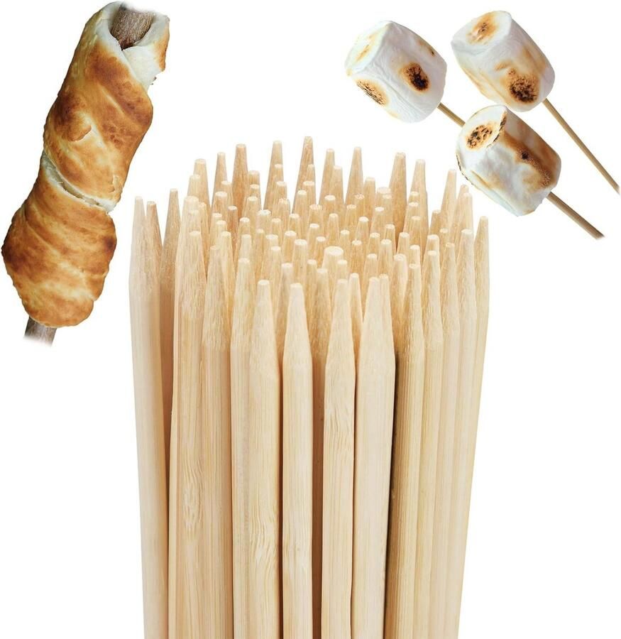 Bamboe Satéprikkers Set van 100 90 cm Lang Voor Marshmallows en Stokbrood