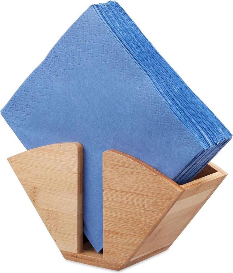 Bamboe staande servethouder papieren servetten en koffiefilters afmeting HBD 11x20x75 cm
