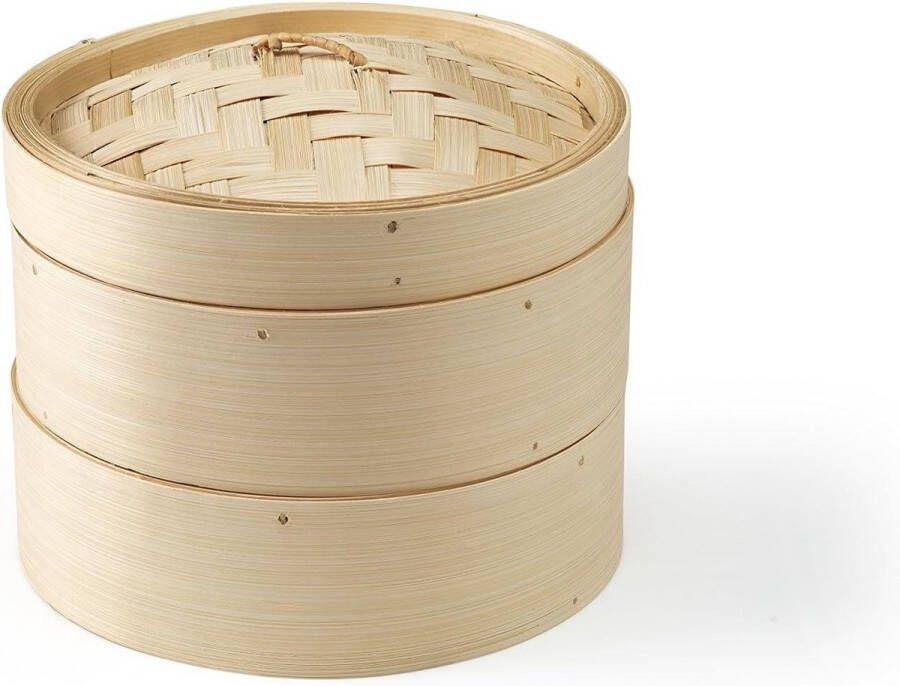 Bamboe Stoomboot 20cm Excellence Voedselstomer Groentestomer Met Twee Niveaus Niet Vaatwasmachinebestendig 2 Jaar Garantie Ideaal voor Dumplings Dim Sum en Gezond Koken Duurzaam Bamboe Traditionele Stoommand