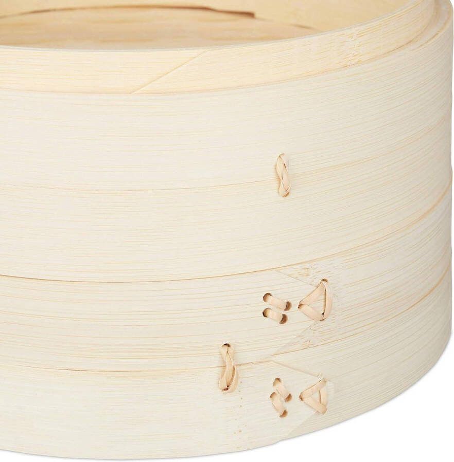 Bamboe Stoommandje Aziatische Groentestomer met 3 Lagen Ø 24 cm Stomer voor Rijst Dim Sum Vis Naturel bamboo steamer