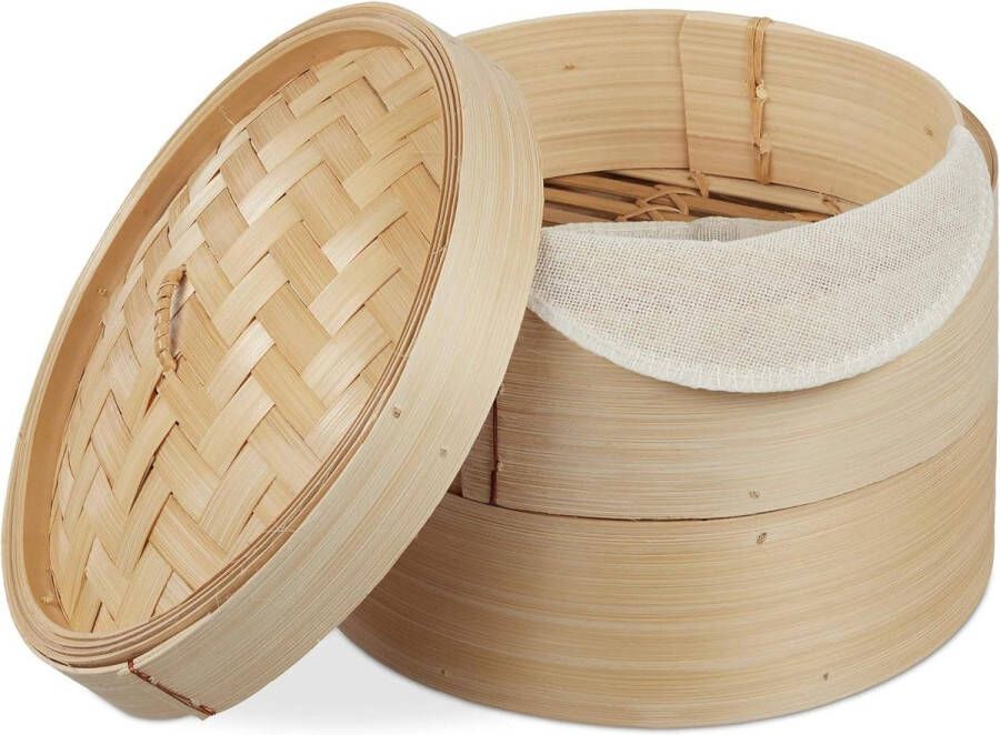 Bamboe Stoommandje Mandje om te Stomen 2 Etages voor Dim Sum Rijst Stomer Ø 205 cm Natuur Toegevoegde zoekwoorden: keuken gezondheid bamboo steamer