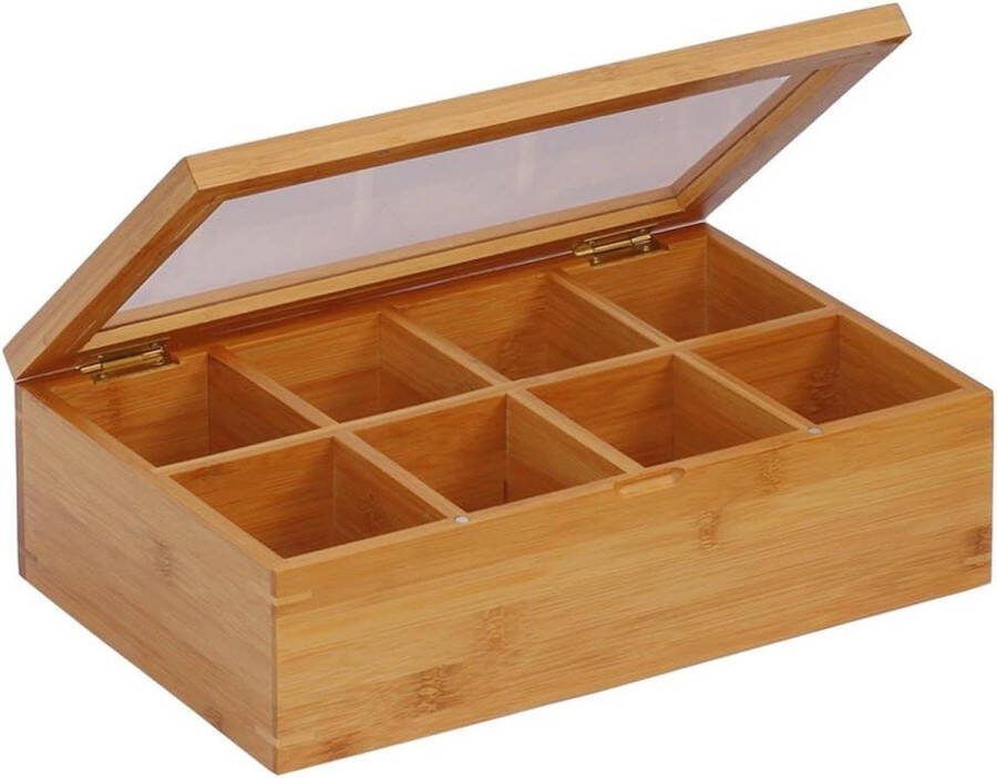 Bamboe Theedoos 30 cm natuurlijk opbergdoos voor thee keukenorganisatie Theedoos