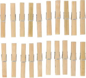 Merkloos Bamboe wasknijpers 20x hout 9 cm Knijpers