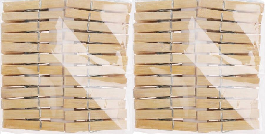 Merkloos Bamboe wasknijpers 96x hout 7 cm Knijpers