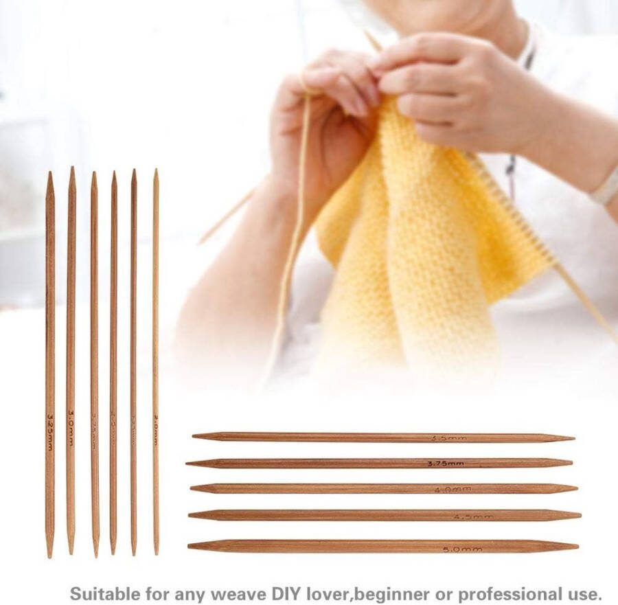 Bamboebreinaaldenset 13 cm 55 stuks dubbele puntige breinaalden van 2 0 mm 5 0 mm voor sokken handschoenen hoeden en sjaals