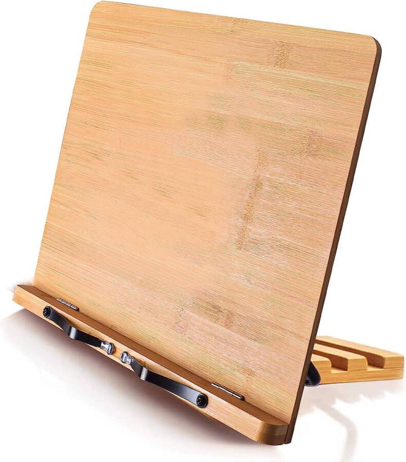 Bamboestandaard kookboekhouder 5-voudig in hoogte verstelbaar 33 5 x 23 4 cm