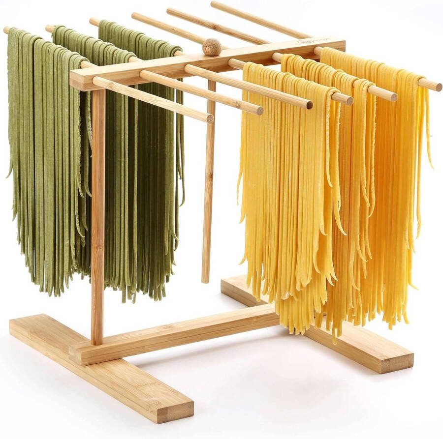 Bamboo Pasta Drying Rack Transfer Wall 12 Bars Easy to Transfer Drying Pasta Cooking Special Hanging Design Large Storage pasta droogrek