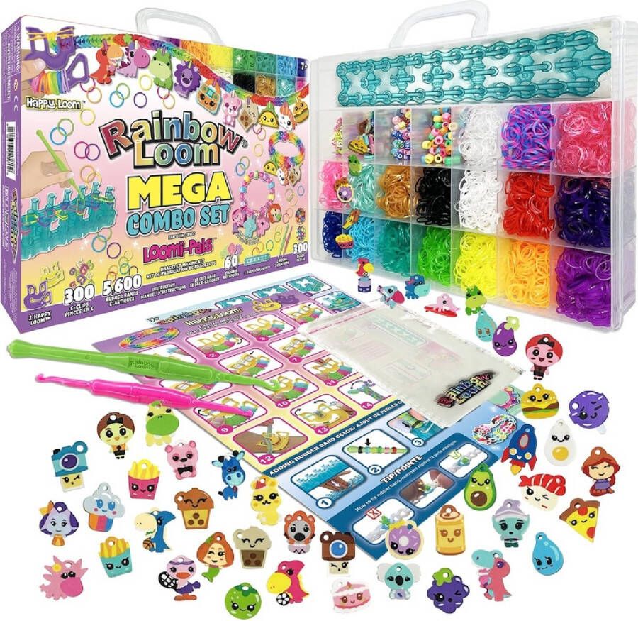 Brandani Rainbow Loom Combo Set Armbanden maken Loom met 2300 elastieken Bedels en kralen CD00102