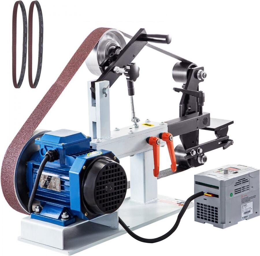 Bandslijpmachine Schuurmachine 2x82 2hp 3 Modus Rubber Wiel Verstelbaar Hoogwaardig
