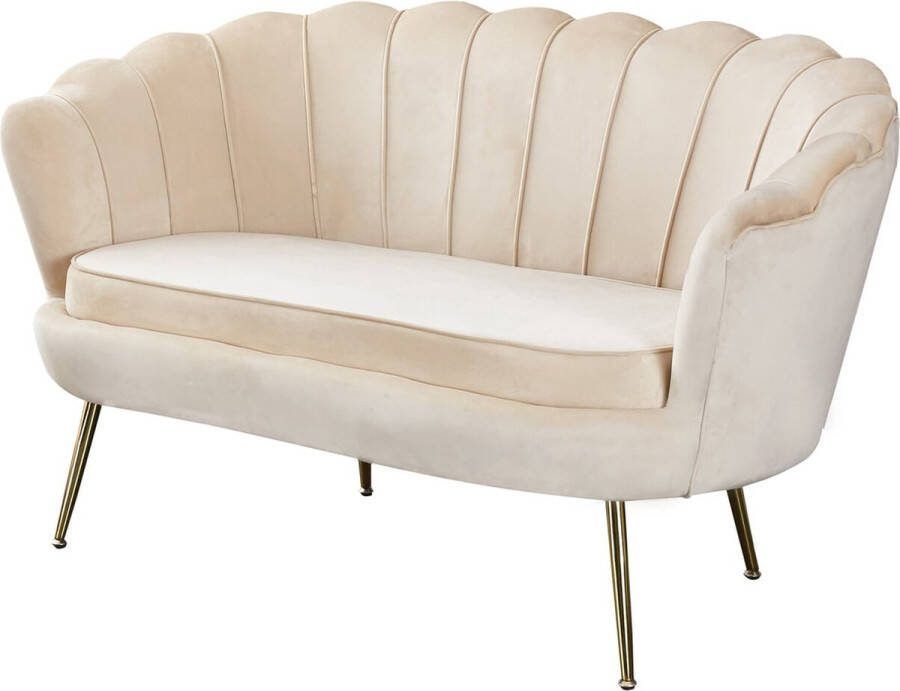 Bank Chanelle Beige Velours Breedte 136 cm Zithoogte 44 cm Zitdiepte 56 cm Zitbreedte 104 cm