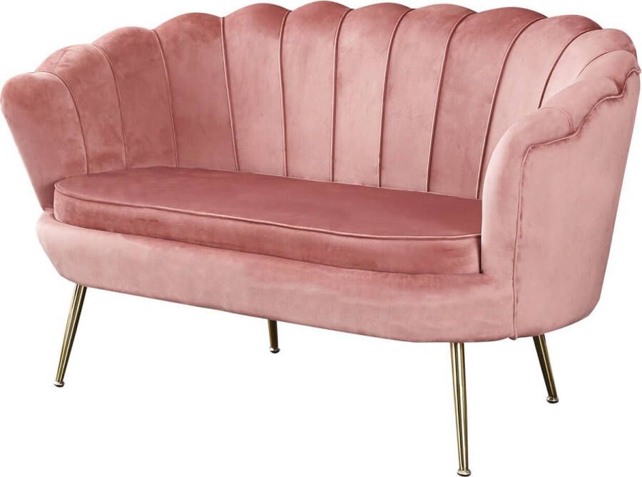 Bank Chanelle Roze Velours Breedte 136 cm Zithoogte 44 cm Zitdiepte 56 cm Zitbreedte 104 cm