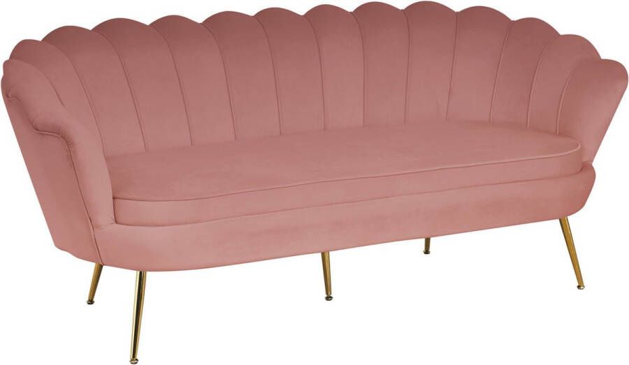 Bank Chanelle Roze Velours Breedte 180 cm Zithoogte 44 cm Zitdiepte 54 cm
