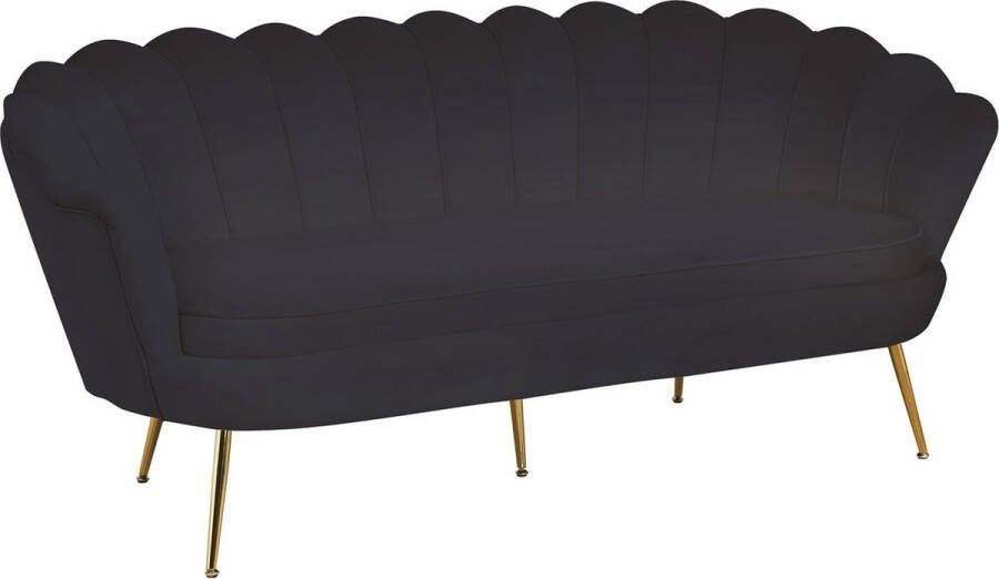 Bank Chanelle Zwart Velours Breedte 180 cm Zithoogte 44 cm Zitdiepte 54 cm