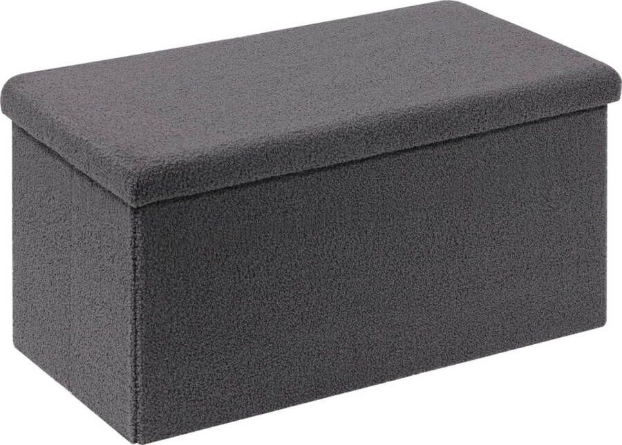 Bank met opbergruimte opvouwbare bank fluwelen voetenbank kisten opbergdoos met deksel grijs 80 x 40 x 40 cm