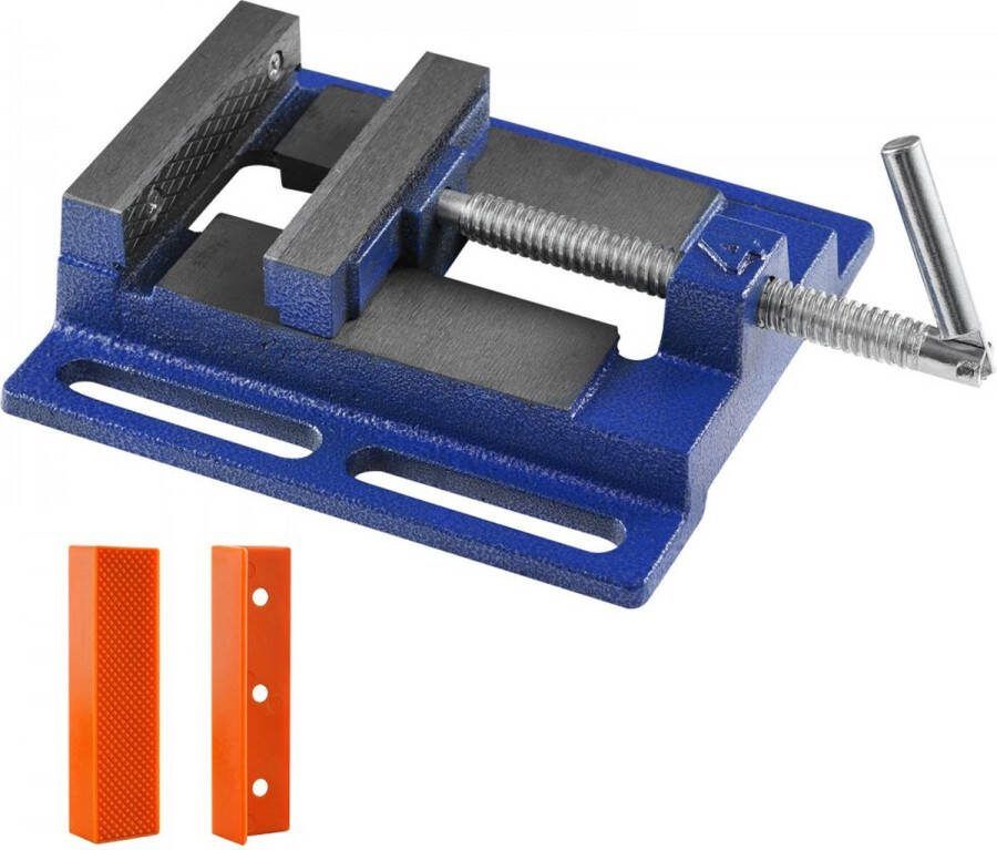 Bankschroef 110 mm max. opening machinebankschroef van gietijzer gepoedercoate parallelle bankschroef 7KN klemkracht 21 mm klemdiepte ideaal voor freesmachine boorschaafmachine