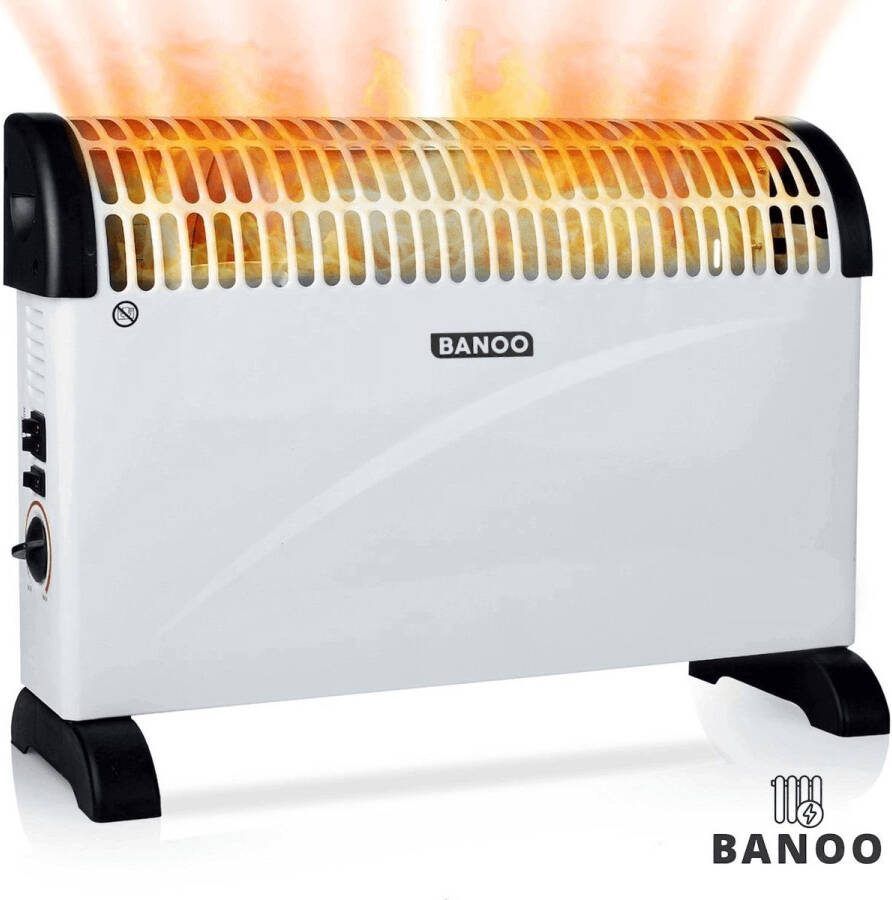 BANOO Elektrische Turbo Kachel Convectorkachel 750|1250|2000 Watt Timerfunctie Verwarming Elektrische verwarming voor 25m² Turbofunctie Kachel Elektrisch Wit