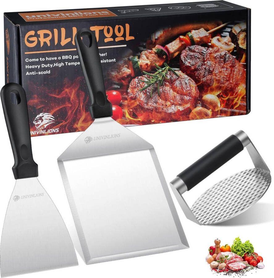 Barbecue Burgerset grote grillspatel 5 inch burgerpers professionele spatel roestvrij staal Burger Smasher voor Pattie grillgereedschap buiten en binnen