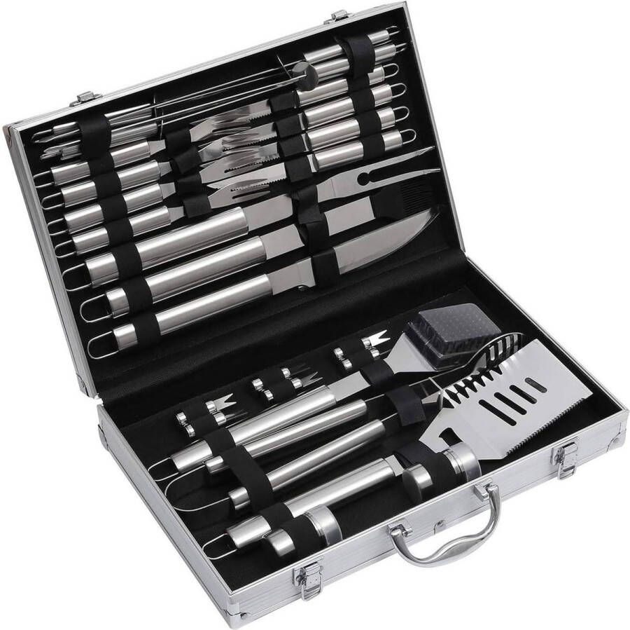 Barbecue grill toolset 26 stuks roestvrij staal voor alle barbecues en grills barbecue set