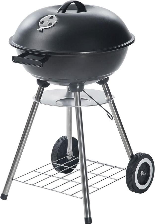 Barbecue Rond Kogelbarbecue Houtskool BBQ met Deksel en Wielen Opbergrooster Barbecue