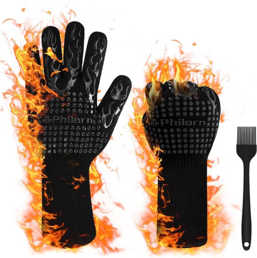 Barbecuehandschoenen 800 graden 2 x ovenhandschoenen hittebestendig tot universele maat kookhandschoenen bakhandschoenen voor barbecue koken bakken en lassen klassiek