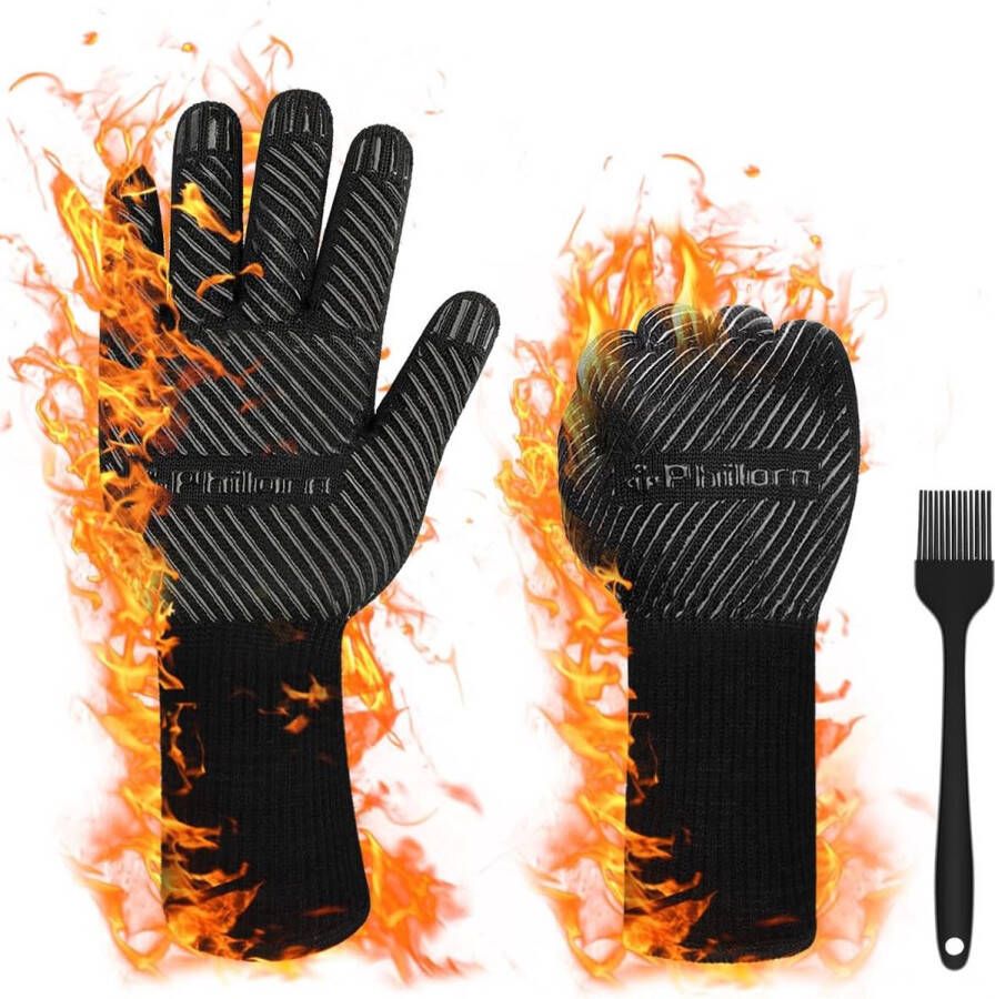 Barbecuehandschoenen 800 graden 2 x ovenhandschoenen hittebestendig tot universele maat kookhandschoenen bakhandschoenen voor barbecue koken bakken en lassen klassiek