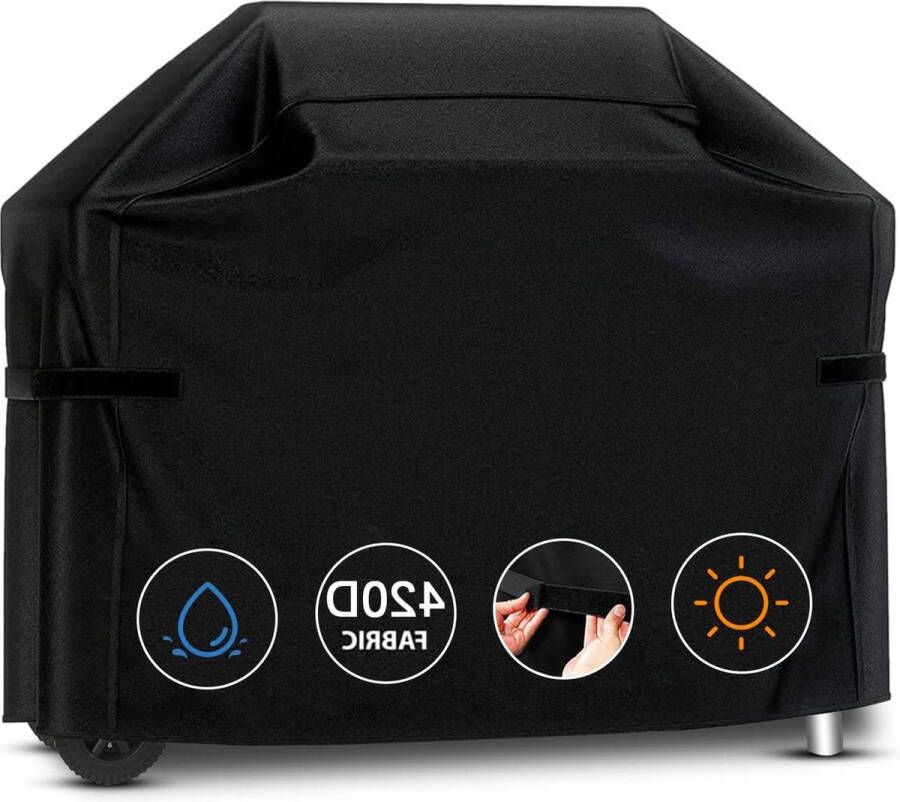 Barbecuehoes 183x66x130cm Waterdicht en UV-bestendig Heavy Duty 420D Grote BBQ Grill Cover met klittenband Zwart