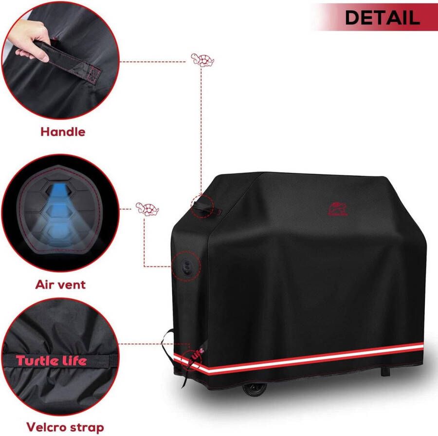 Barbecuehoes Barbecuehoezen Waterdicht Barbecue Afdekhoes BBQ Grill Cover Barbecuehoes met Air Vent Zwart 147x66x119cm