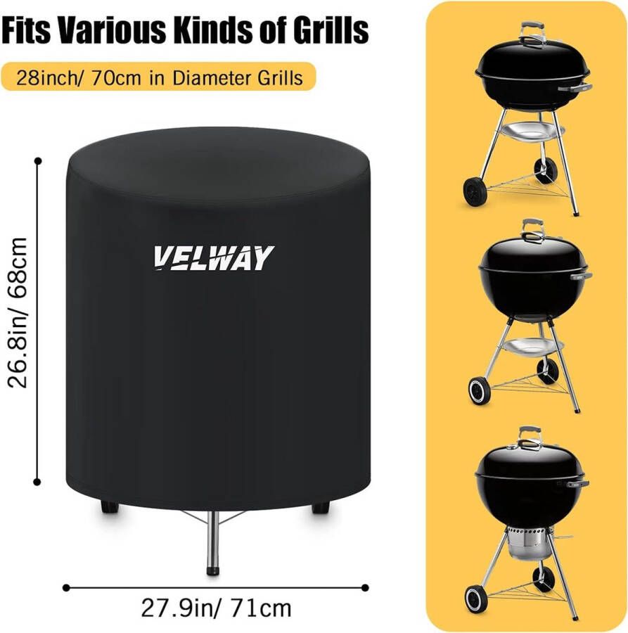 Barbecuehoes Houtskoolgrill Kogelgrill Barbecue-afdekking Regendicht BBQ-afdekking Beschermhoes Kap Stofdicht Rond Afdekzeil Grillbescherming (71 x 68 cm)