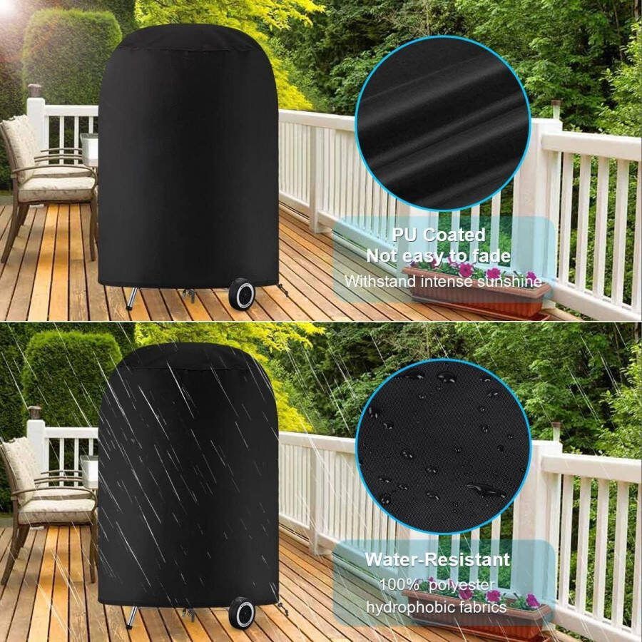 Barbecuehoes rond kogelgrill waterdicht Oxford-weefsel zwart beschermhoes kap grill afdekzeil gasgrill weerbestendig 71 x 68 cm Greeg egg hoes