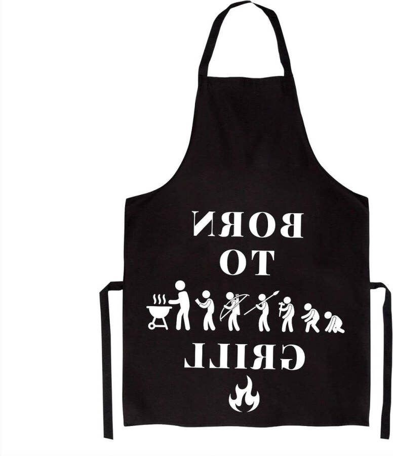 Barbecueschort Born to Grill katoenen kookschort zwart cadeau-idee mannen
