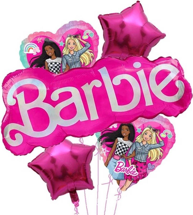 Barbie ballonnenpakket 5 st Roze Tekst Ster Feest Prinses 123Feest