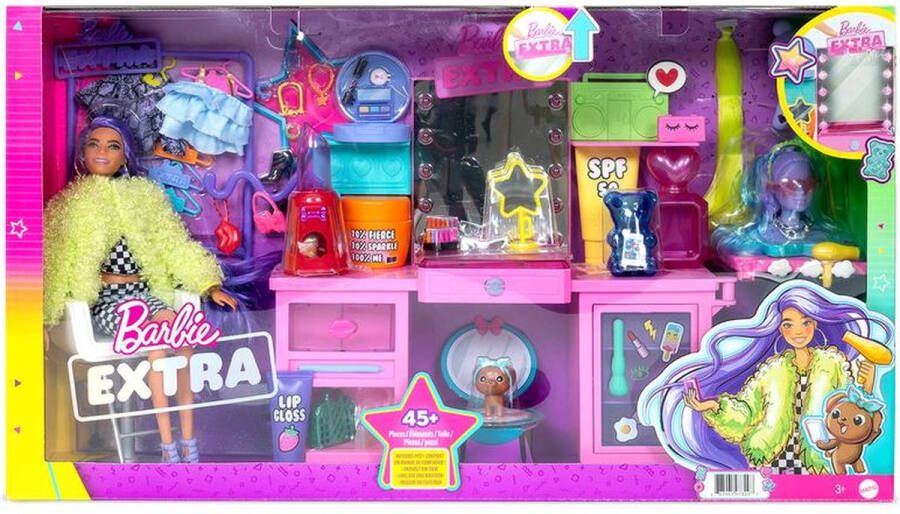 Barbie Extra Creatieve Speelset Verstelbare Barbie-pop Veel Accessoires Spiegel met Verlichting