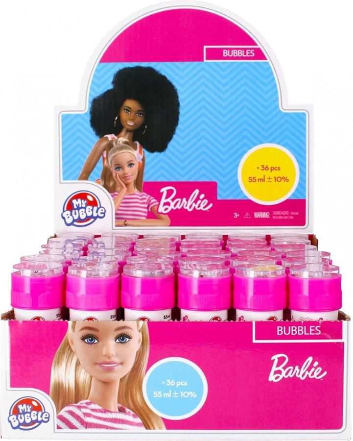 Barbie Roze bellenblaas set met spelletjes 55 ml MY BUBBLE 36 stuks