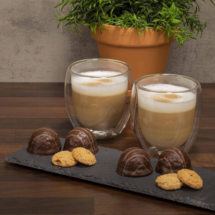 Barista Roma 2 x 250 ml cappuccino glazen dubbelwandig – dubbelwandige glazen voor koffie thee of dessert – vaatwasmachinebestendig