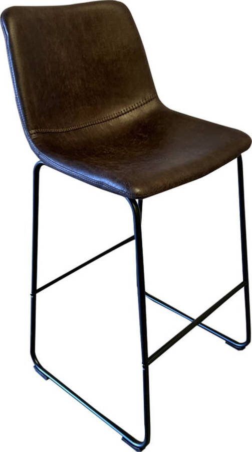 Barkruk Andrew Donkerbruin Kunstleer Set van 2 Met rugleuning Zithoogte 72 cm Zitdiepte 37 cm