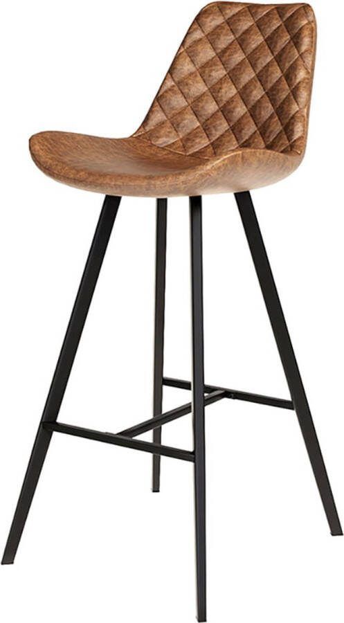 Barkruk Anthony Cognac Kunstleer Set van 2 Met rugleuning Zithoogte 75 cm Zitdiepte 40 cm