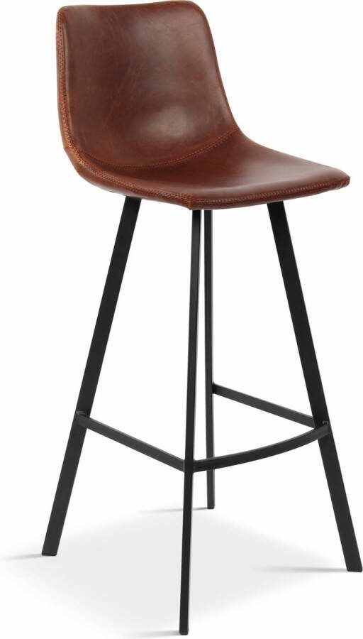 Barkruk Ferry Bruin Kunstleer Set van 2 Geschikt voor kookeiland Met rugleuning Zithoogte 68 cm Zitdiepte 35 cm