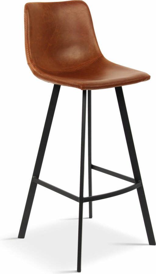 Barkruk Ferry Cognac Kunstleer Set van 2 Geschikt voor kookeiland Met rugleuning Zithoogte 68 cm Zitdiepte 35 cm