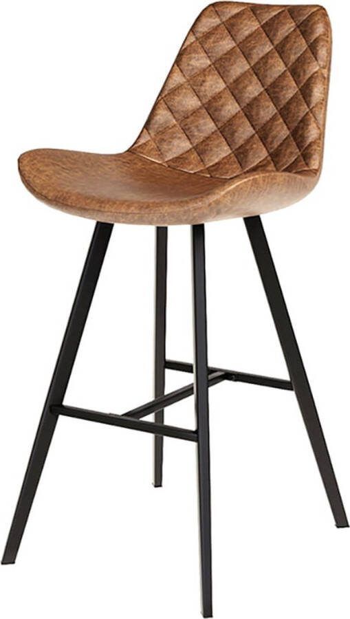 Barkruk Jonathan Cognac Kunstleer Set van 2 Geschikt voor kookeiland Met rugleuning Zithoogte 65 cm Zitdiepte 40 cm