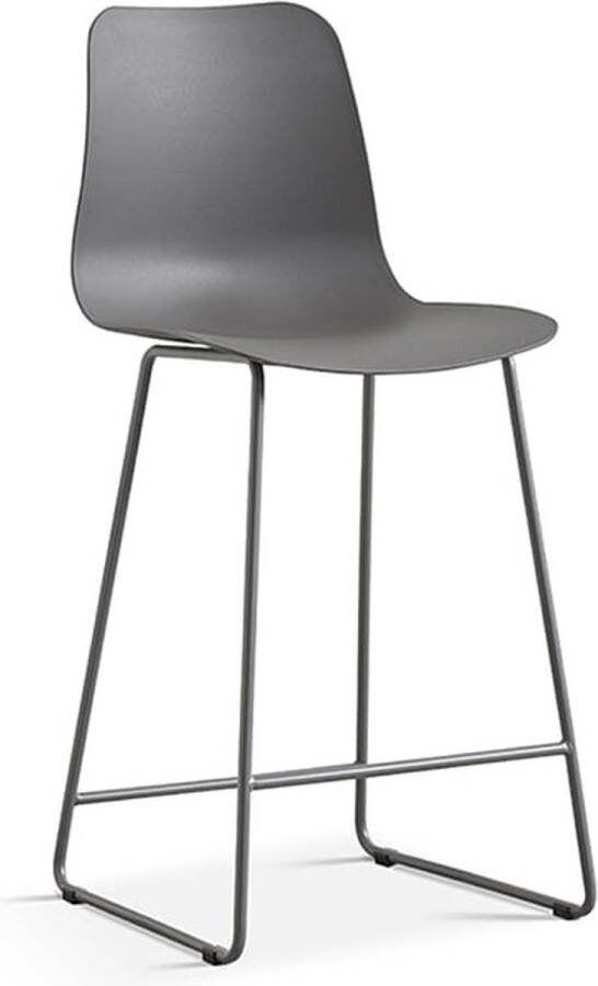 Barkruk Penny Grijs Kunststof Set van 2 Zithoogte 49 cm Zitdiepte 42 cm